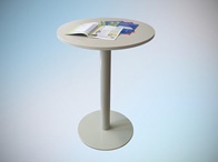 1-Säulentisch mit runder Tischplatte als Besprechungstisch